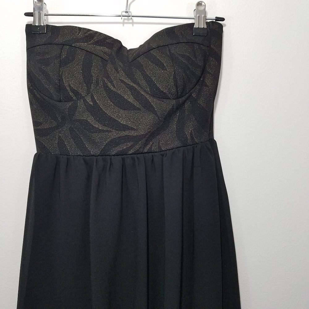 Wet Seal Dress Black Gold Strapless Hi/Lo Size XS - Picture 2 of 4